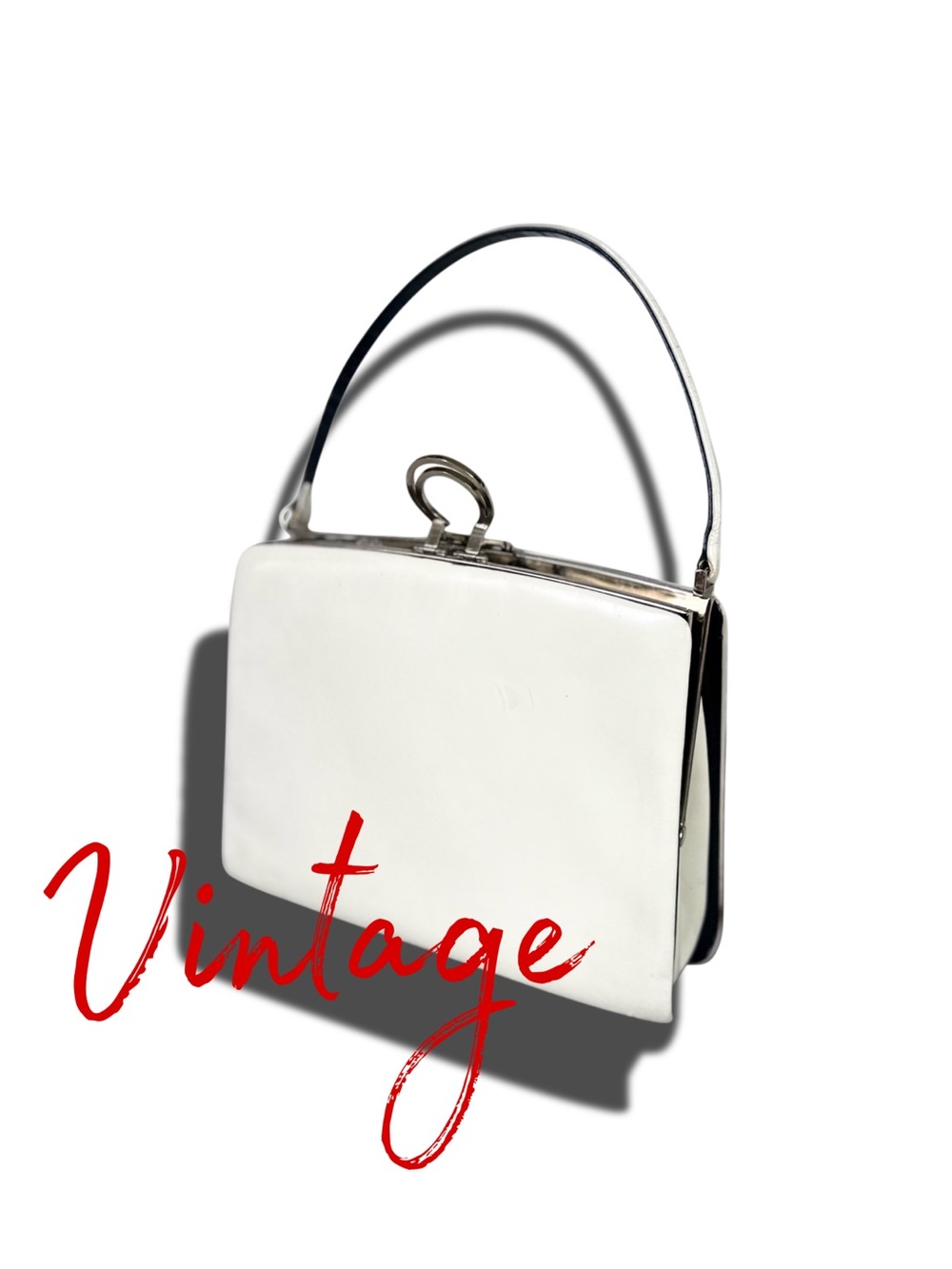 Vintage 1950 White Top-Handle Women’s Bag